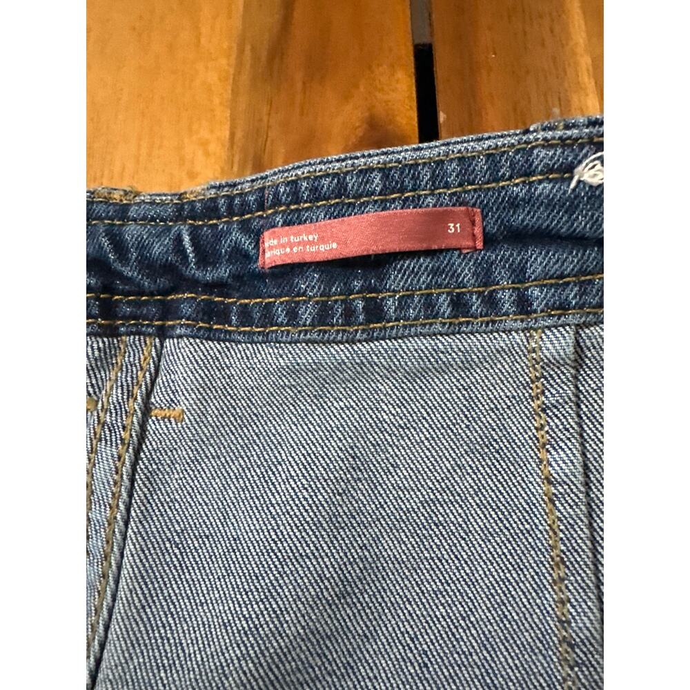 Pilcro Anthropologie Carpenter Wide Leg Jeans Size 31 High Rise Patch Pocket - Picture 5 of 8